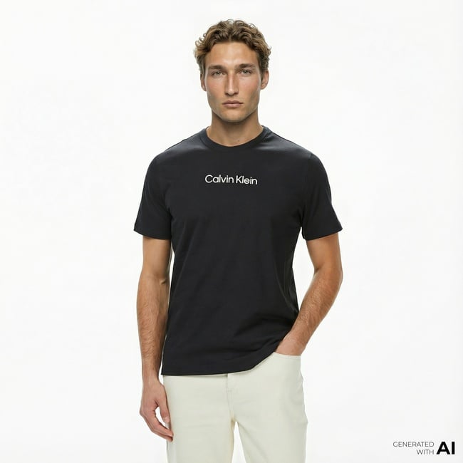  Calvin Klein Standard Logo Crew Erkek Siyah T-Shirt