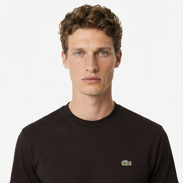  Lacoste Erkek Classic Fit Bisiklet Yaka Kahverengi T-Shirt