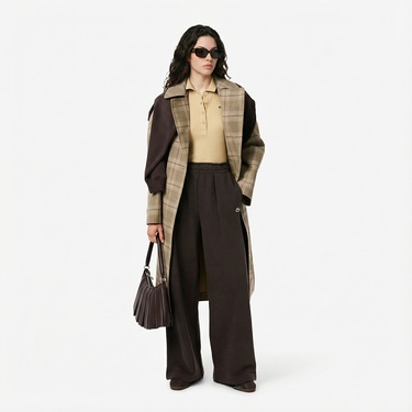  Lacoste Kadın Wide Leg Kahverengi Eşofman Altı