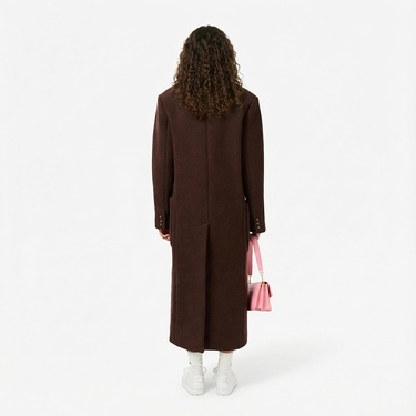  Lacoste Kadın Relaxed Fit Yün Kahverengi Kaban