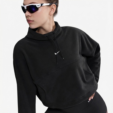  Nike One Therma-Fit Polar Kadın Siyah Kapüşonlu Hoodie