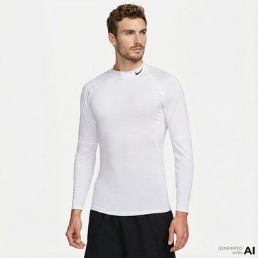  Nike Pro Dri-Fit Erkek Beyaz Uzun Kollu T-Shirt