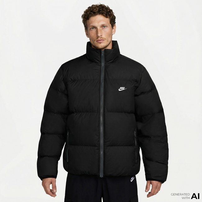  Nike Sportswear Therma-Fit Club Puffer Erkek Siyah Mont