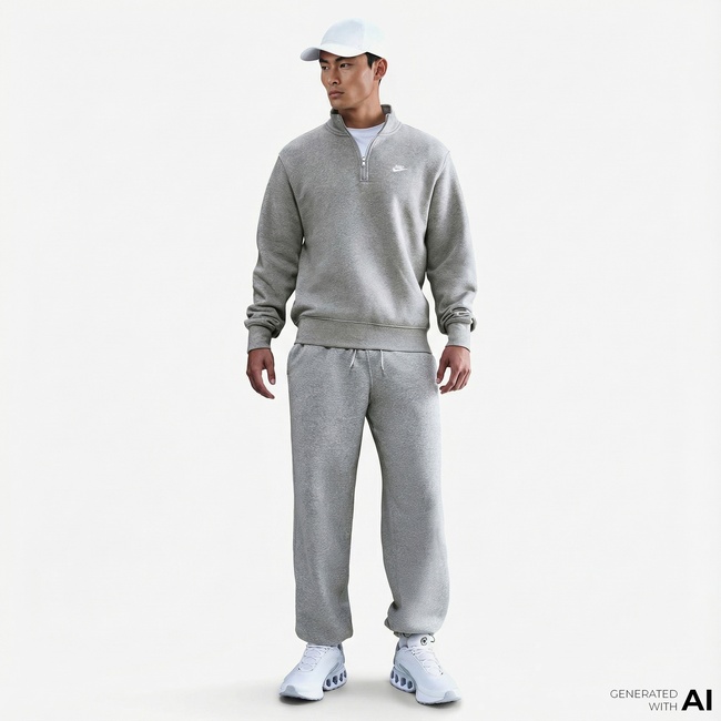  Nike Sportswear Club Fleece Top Erkek Gri Sweatshirt