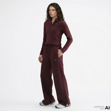  Nike Sportswear Phoenix Plush Kadın Bordo Eşofman Altı