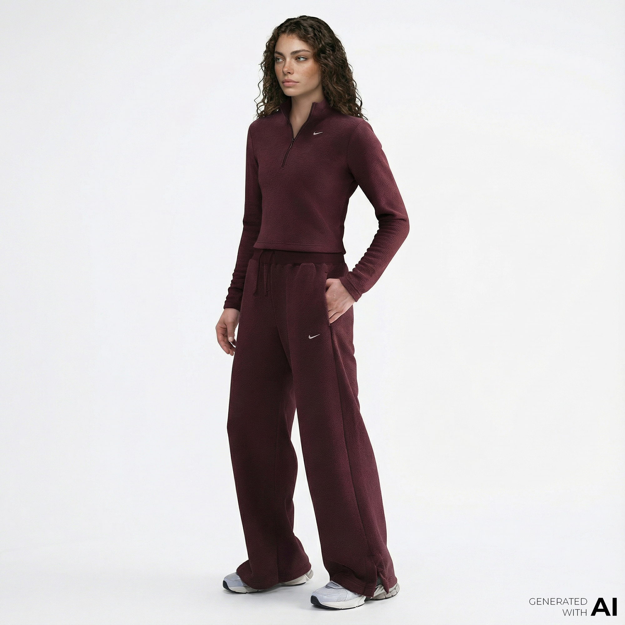 Nike Sportswear Phoenix Plush Kadın Bordo Eşofman Altı