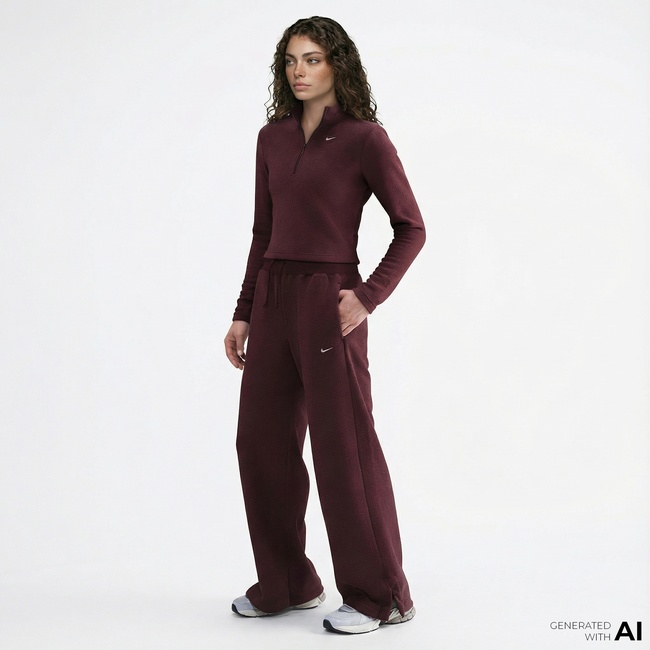  Nike Sportswear Phoenix Plush Kadın Bordo Eşofman Altı