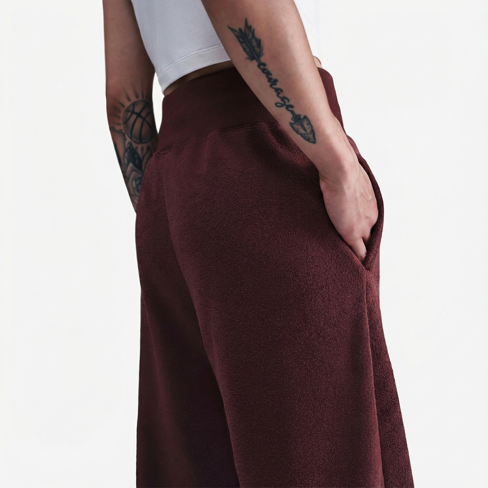 Nike Sportswear Phoenix Plush Kadın Bordo Eşofman Altı