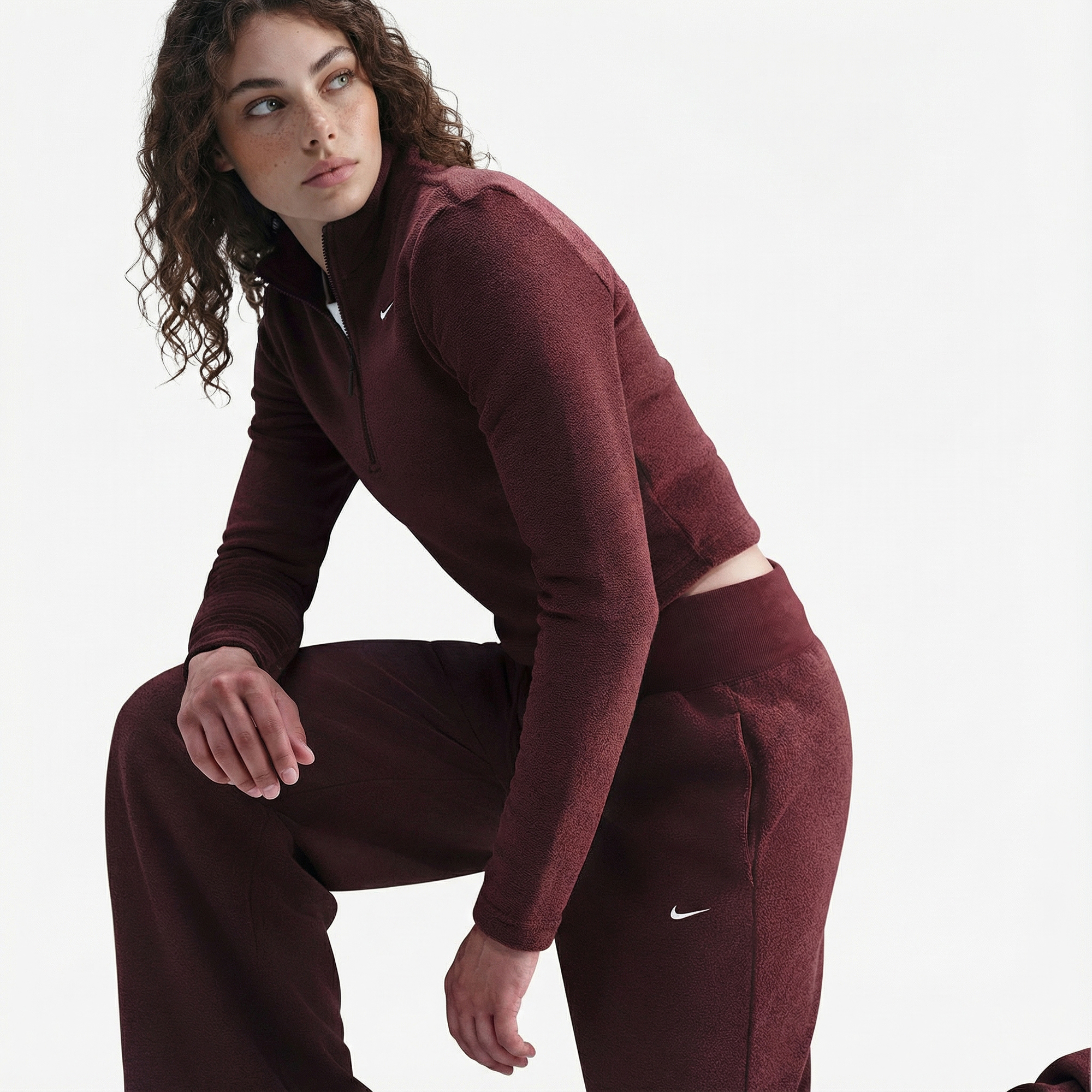Nike Sportswear Phoenix Plush Kadın Bordo Eşofman Altı