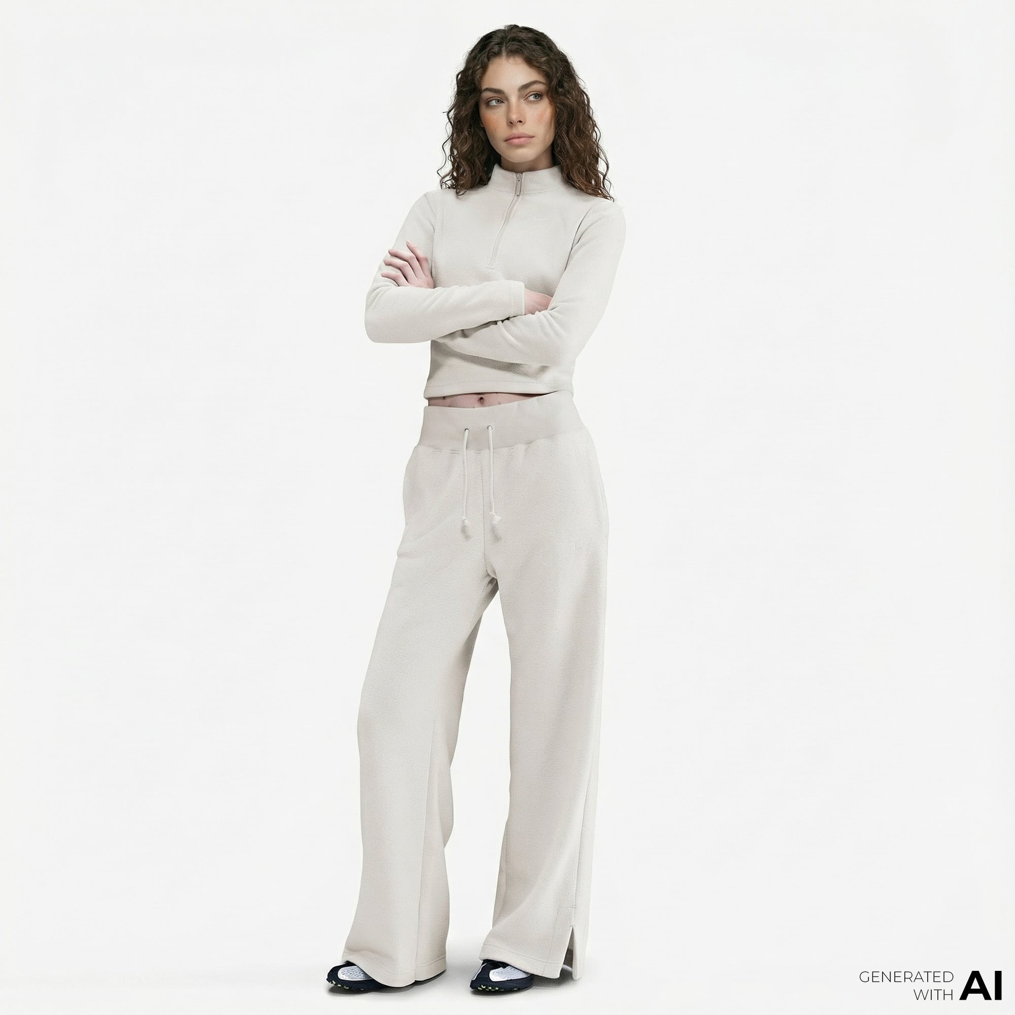  Nike Sportswear Phoenix Plush Kadın Krem Rengi Eşofman Altı