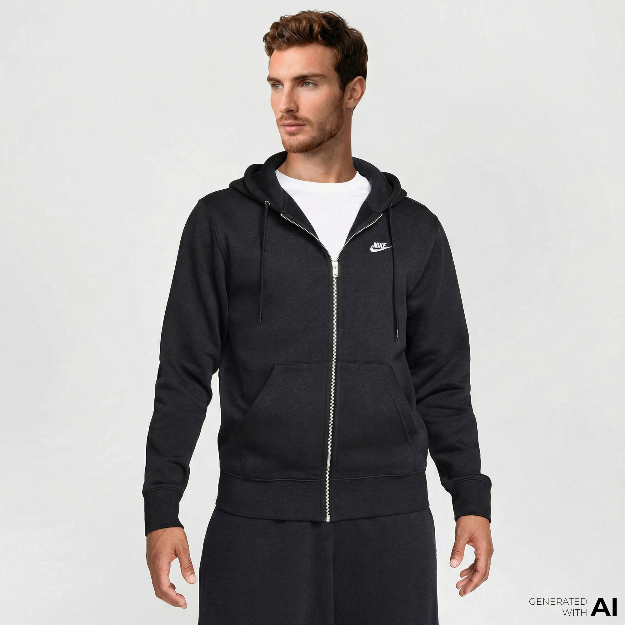  Nike Club Erkek Siyah Kapüşonlu Hoodie