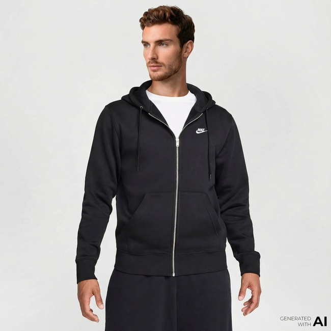  Nike Club Erkek Siyah Kapüşonlu Hoodie