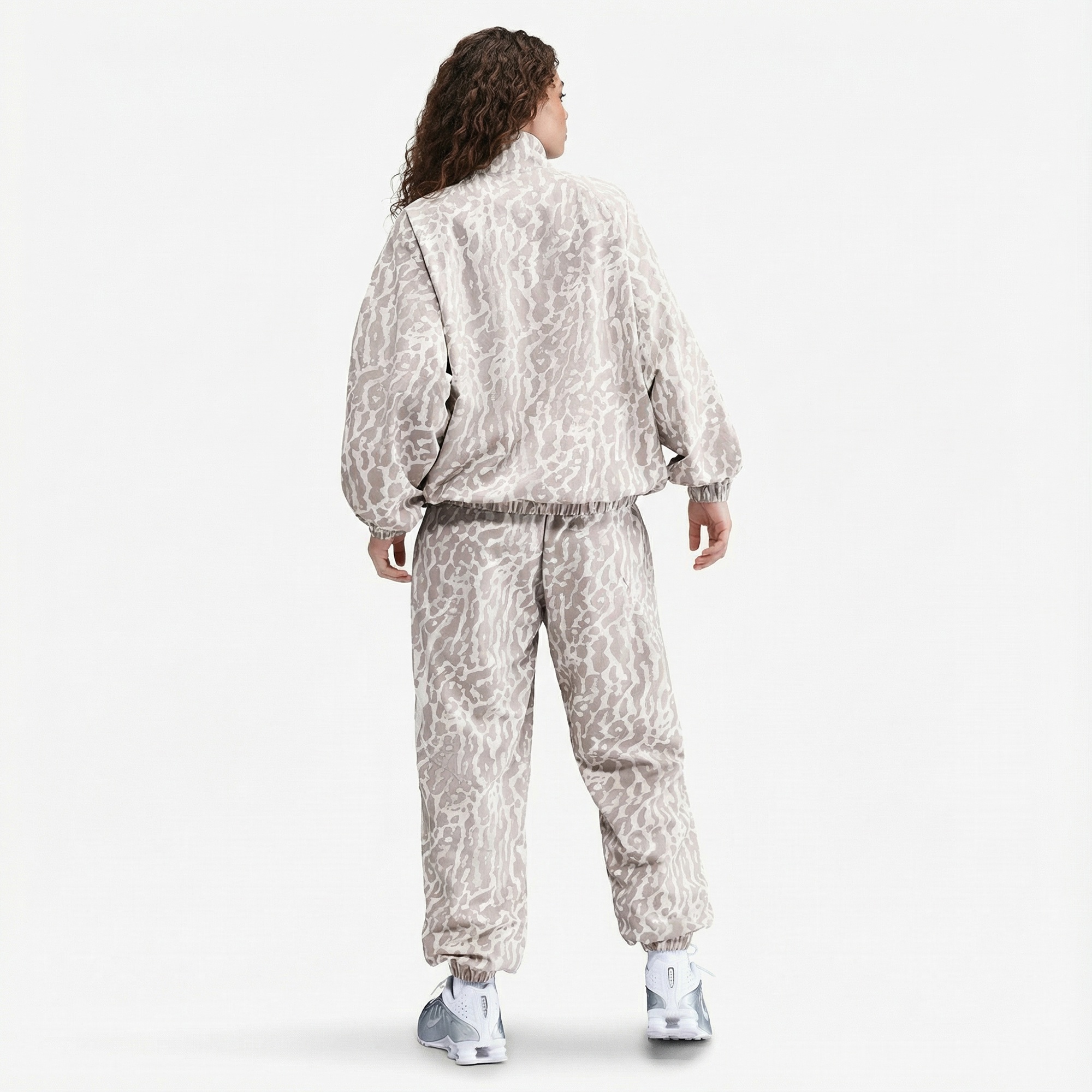 Nike Sportswear Woven Printed Kadın Gri Ceket