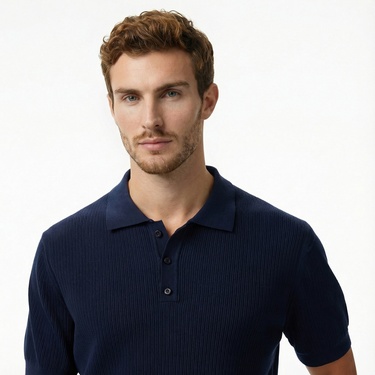  Nautica Erkek Lacivert Regular Fit Kısa Kollu Triko