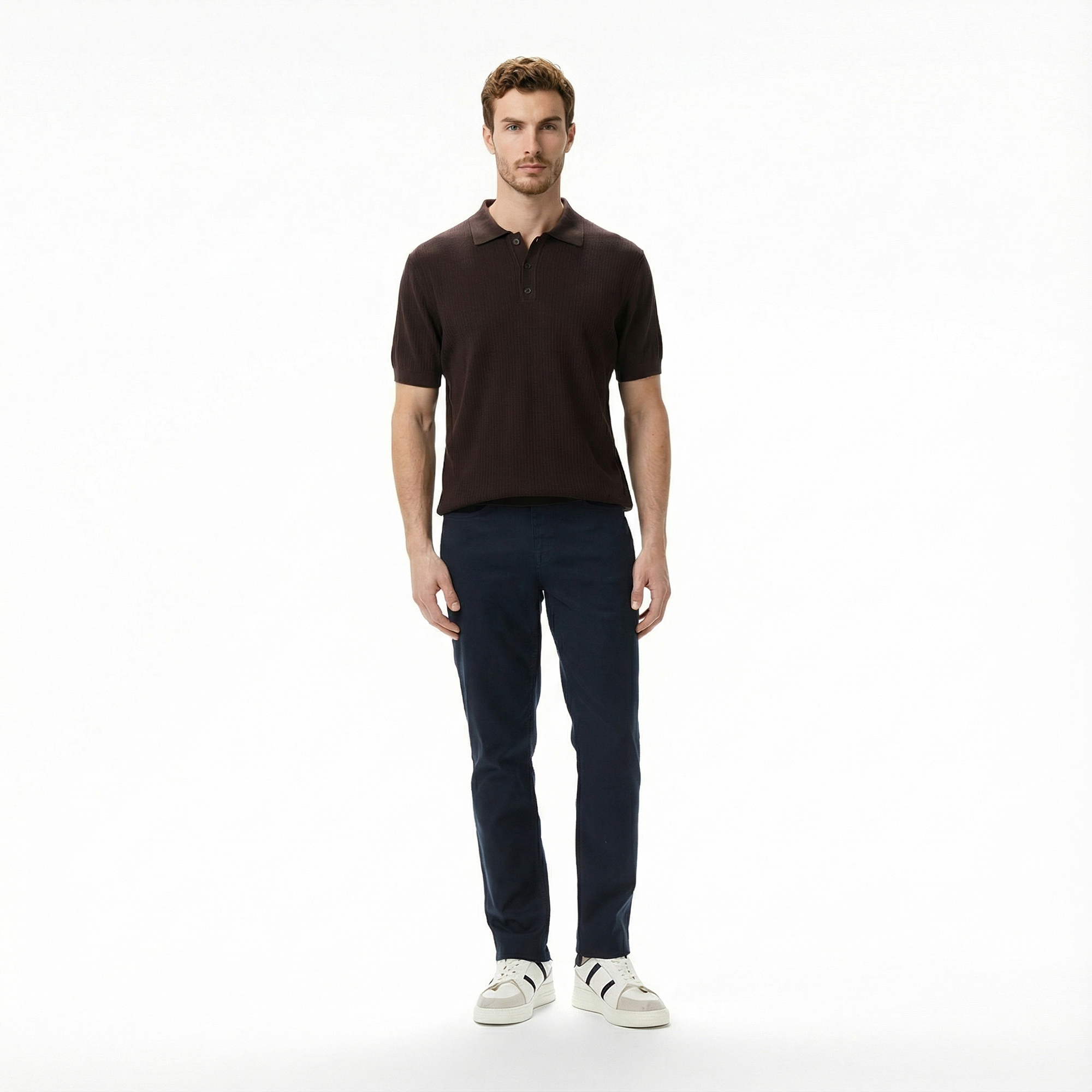  Nautica Erkek Kahverengi Regular Fit Kısa Kollu Triko