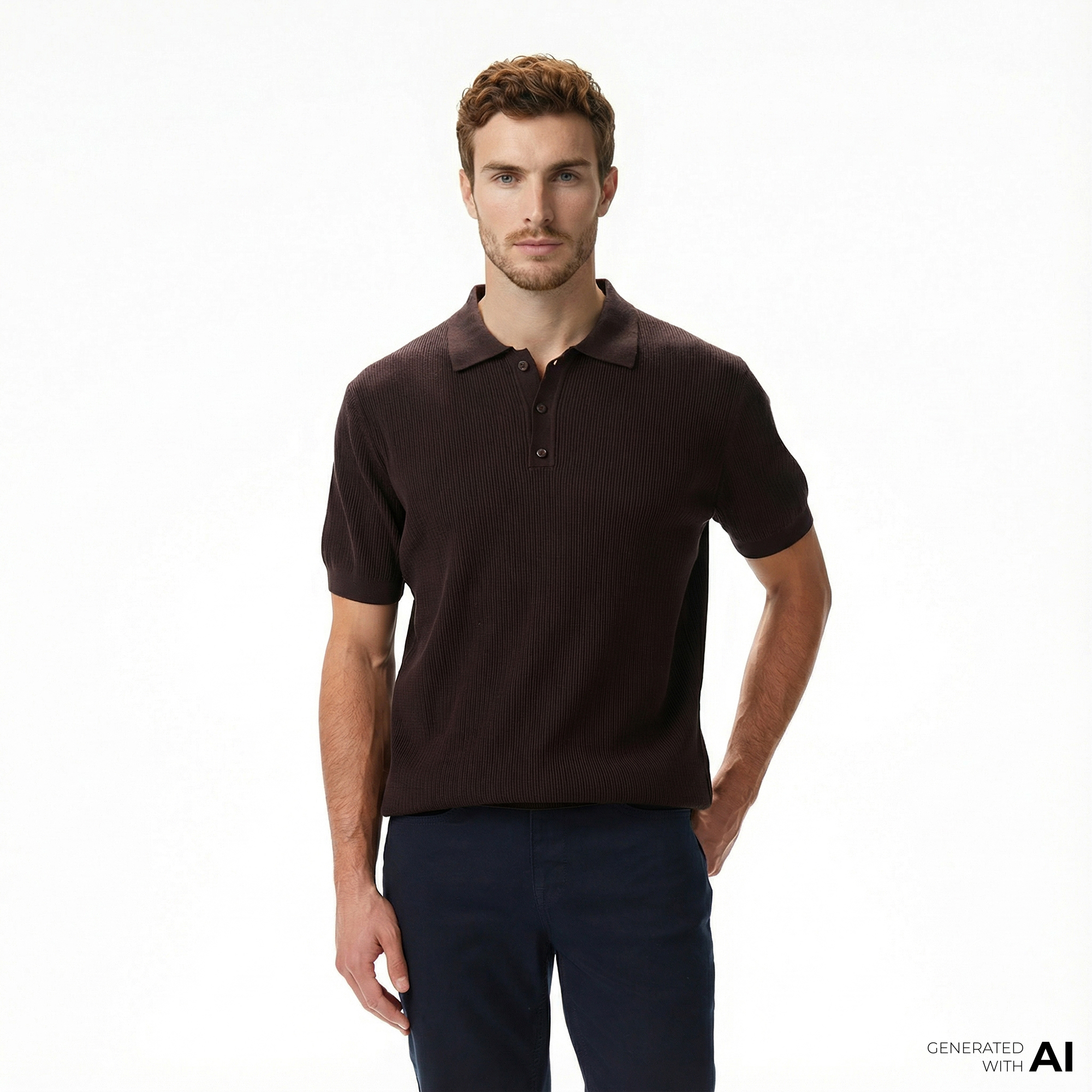  Nautica Erkek Kahverengi Regular Fit Kısa Kollu Triko