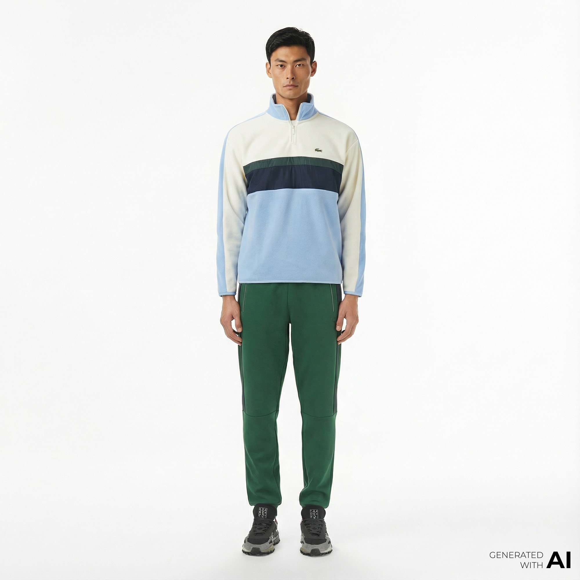 Lacoste Erkek Slim Fit Renk Bloklu Yeşil Eşofman Altı