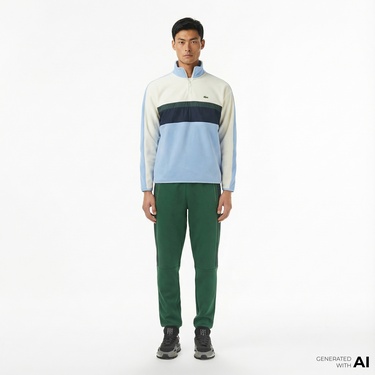  Lacoste Erkek Slim Fit Renk Bloklu Yeşil Eşofman Altı