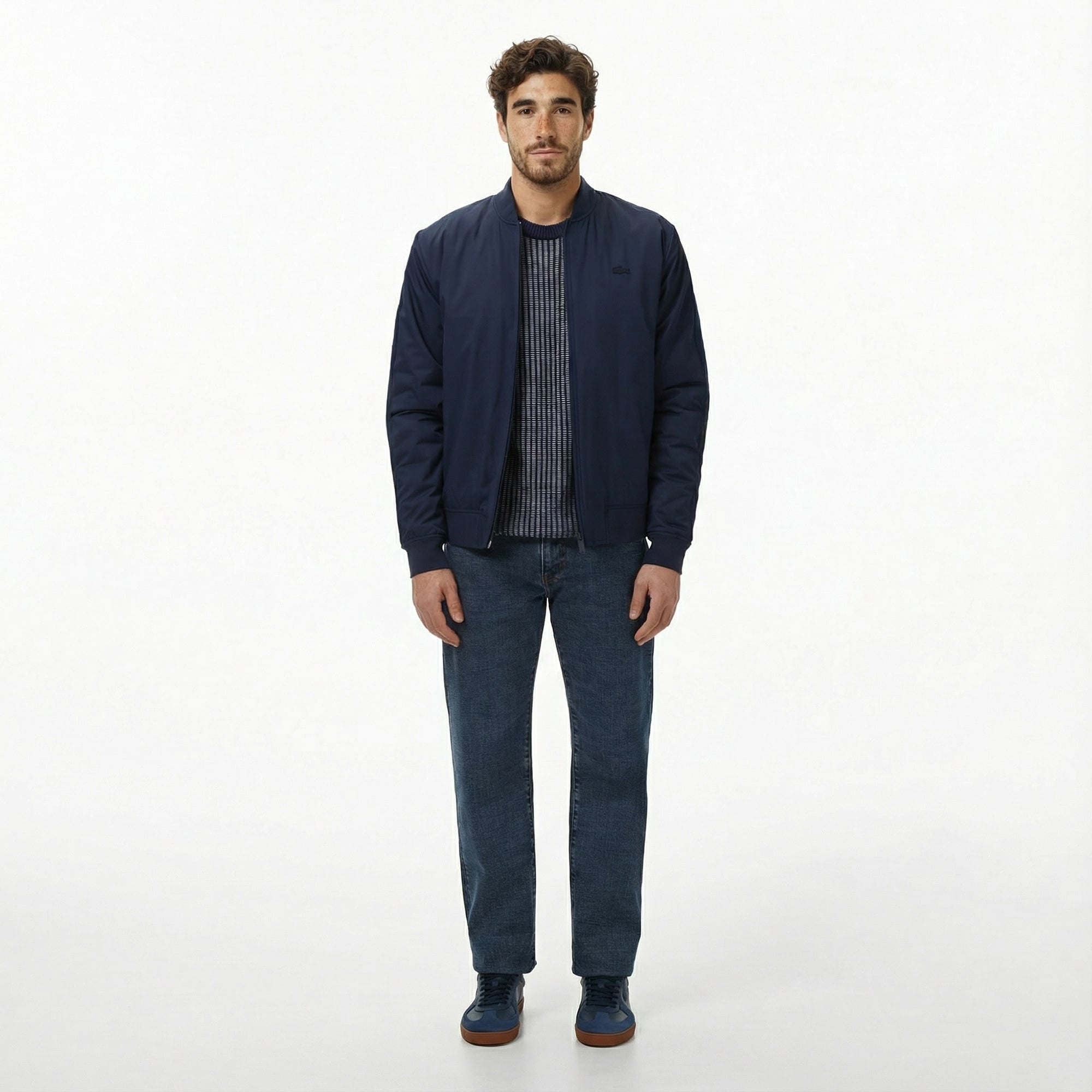 Lacoste Erkek Dik Yaka Lacivert Bomber Ceket