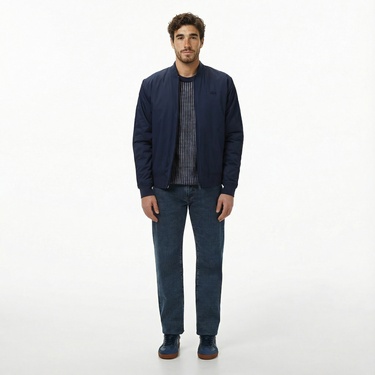  Lacoste Erkek Dik Yaka Lacivert Bomber Ceket