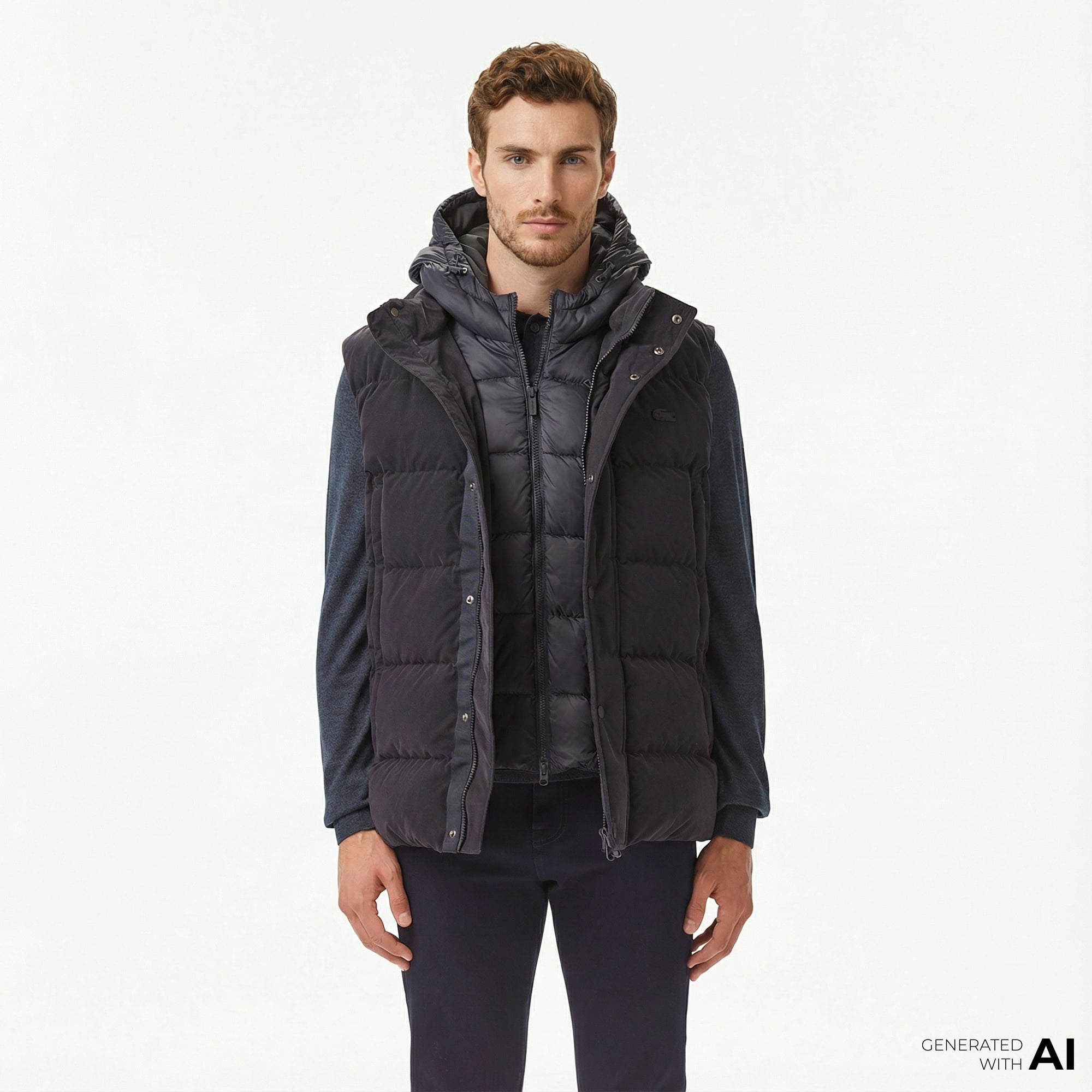  Lacoste Erkek Kapüşonlu Lacivert Yelek