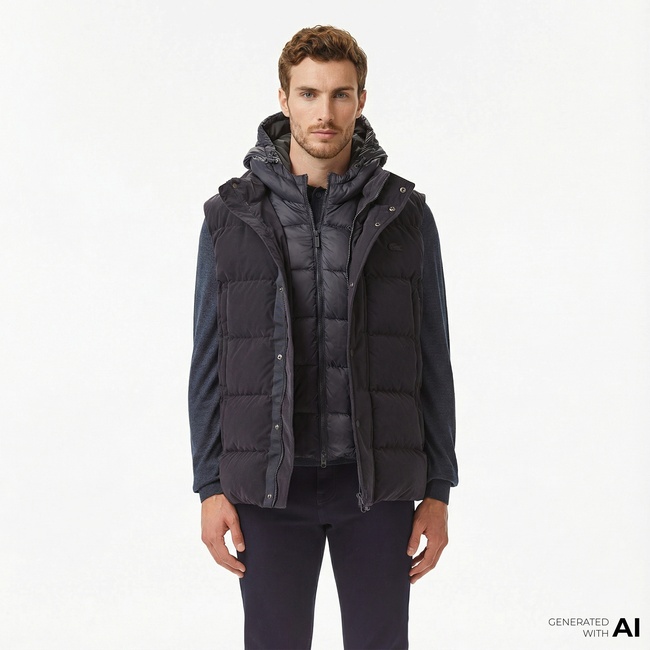  Lacoste Erkek Kapüşonlu Lacivert Yelek