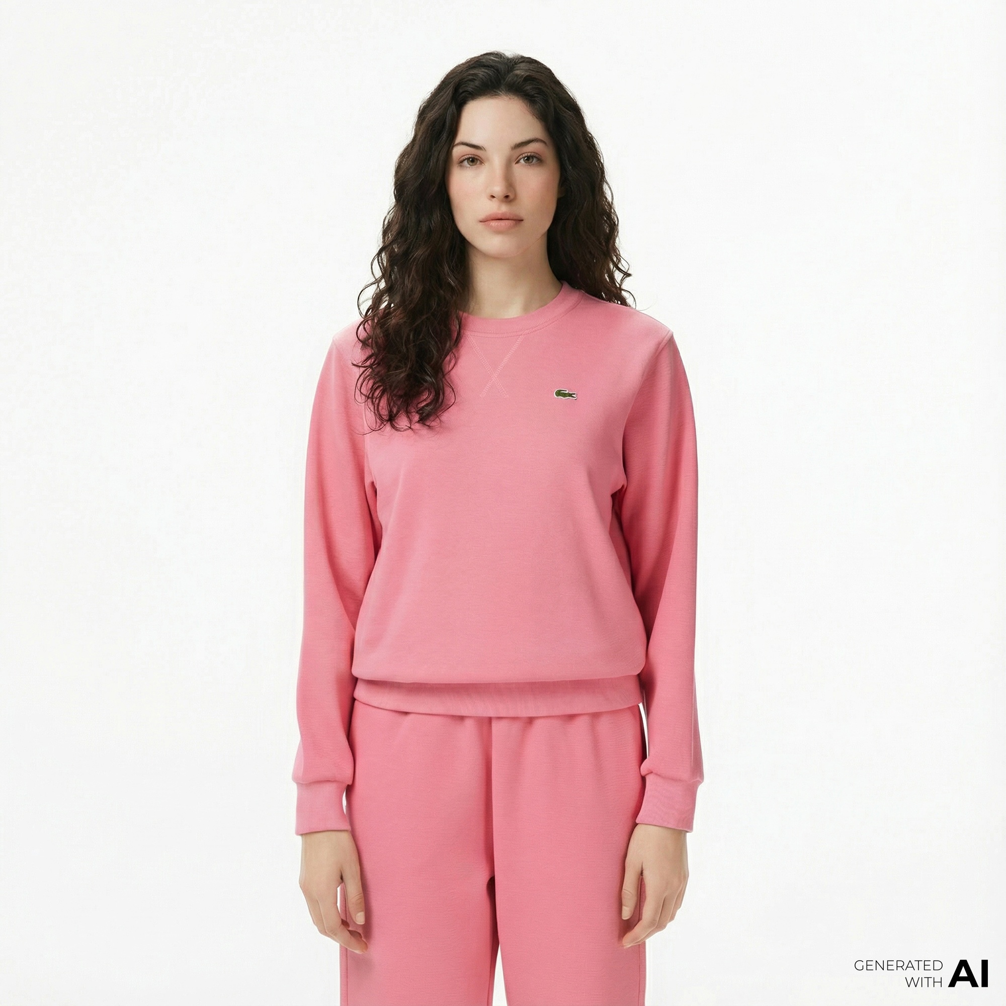 Lacoste Kadın Relaxed Fit Bisiklet Yaka Pembe Sweatshirt