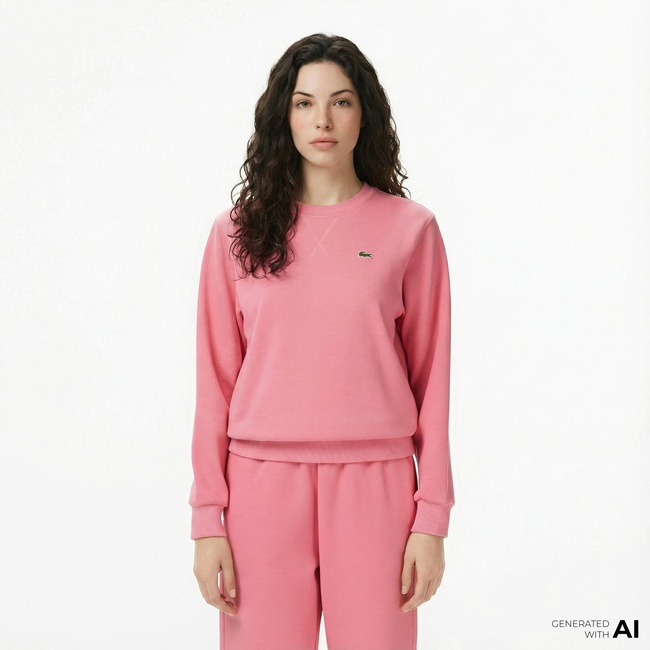 Lacoste Kadın Relaxed Fit Bisiklet Yaka Pembe Sweatshirt