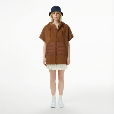  Lacoste Kadın Kapüşonlu Açık Kahverengi Mont