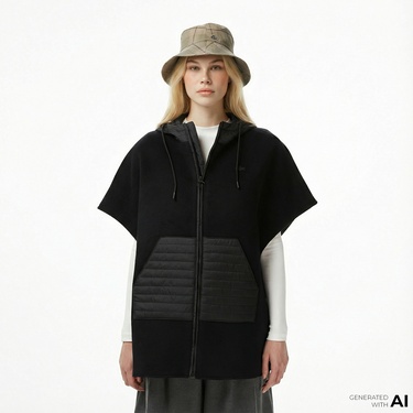  Lacoste Kadın Kapüşonlu Siyah Mont