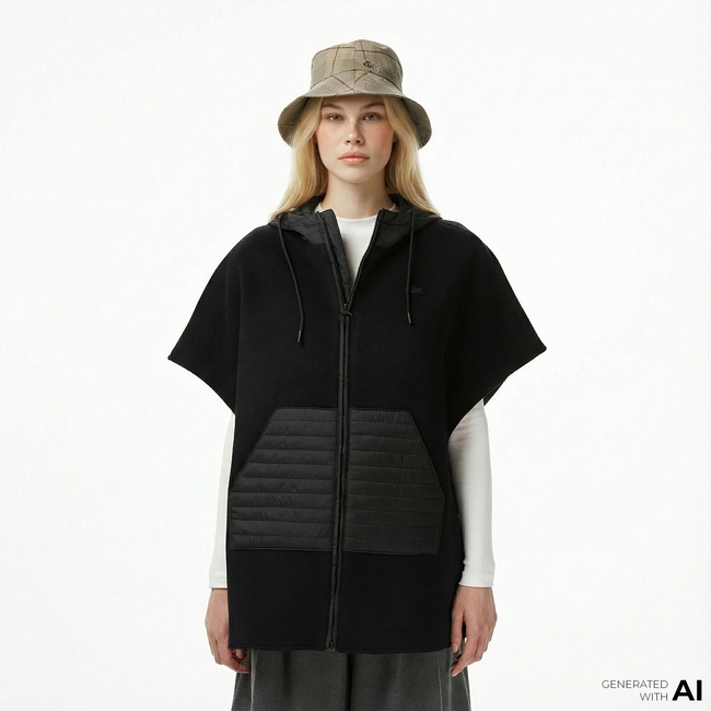  Lacoste Kadın Kapüşonlu Siyah Mont