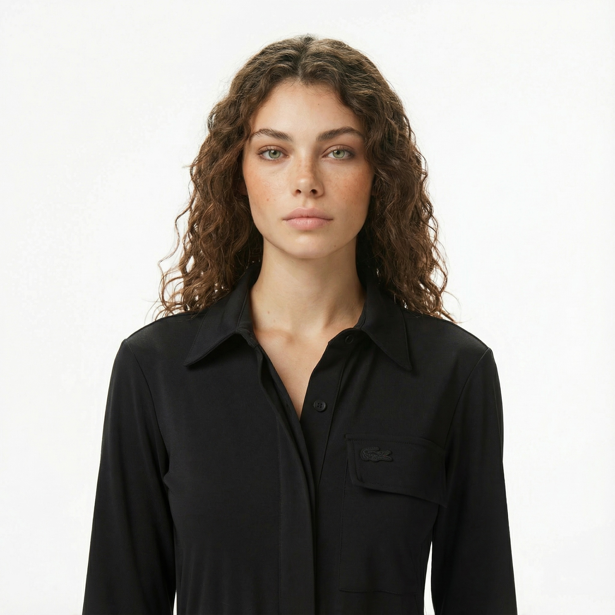 Lacoste Kadın Slim Fit Uzun Kollu Siyah Elbise