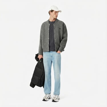  Lacoste Erkek Classic Fit Bisiklet Yaka Gri Kazak