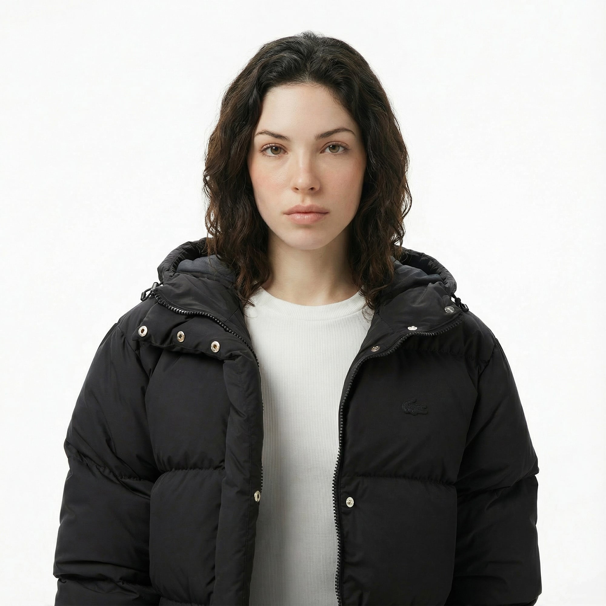 Lacoste Kadın Kapüşonlu Siyah Mont