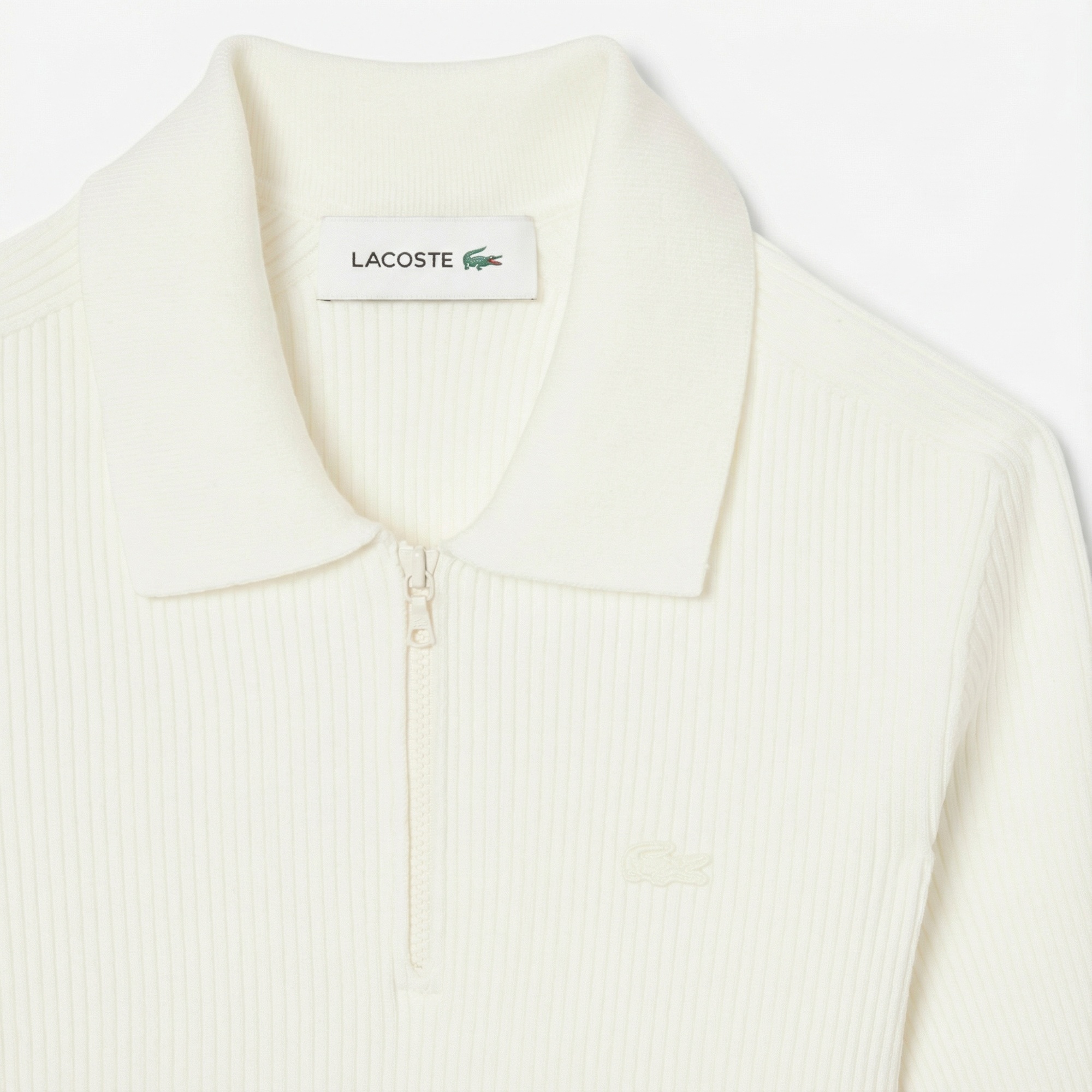 Lacoste Kadın Relaxed Fit Kısa Kollu Polo Yaka Beyaz Elbise