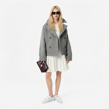  Lacoste Kadın Relaxed Fit Kısa Kollu Polo Yaka Beyaz Elbise