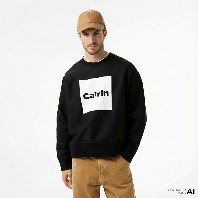  Calvin Klein Premium Fleece  Box  Erkek Siyah Sweatshirt