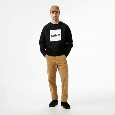  Calvin Klein Premium Fleece  Box  Erkek Siyah Sweatshirt