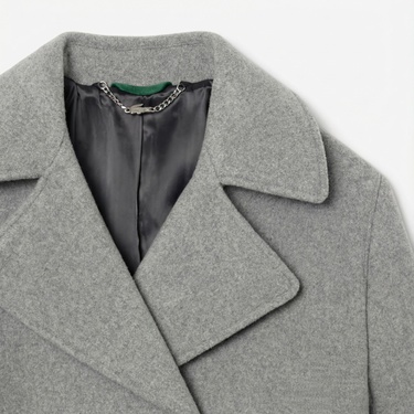  Lacoste Kadın Oversize Fit Koyu Gri Kaban