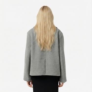  Lacoste Kadın Oversize Fit Koyu Gri Kaban