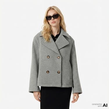  Lacoste Kadın Oversize Fit Koyu Gri Kaban