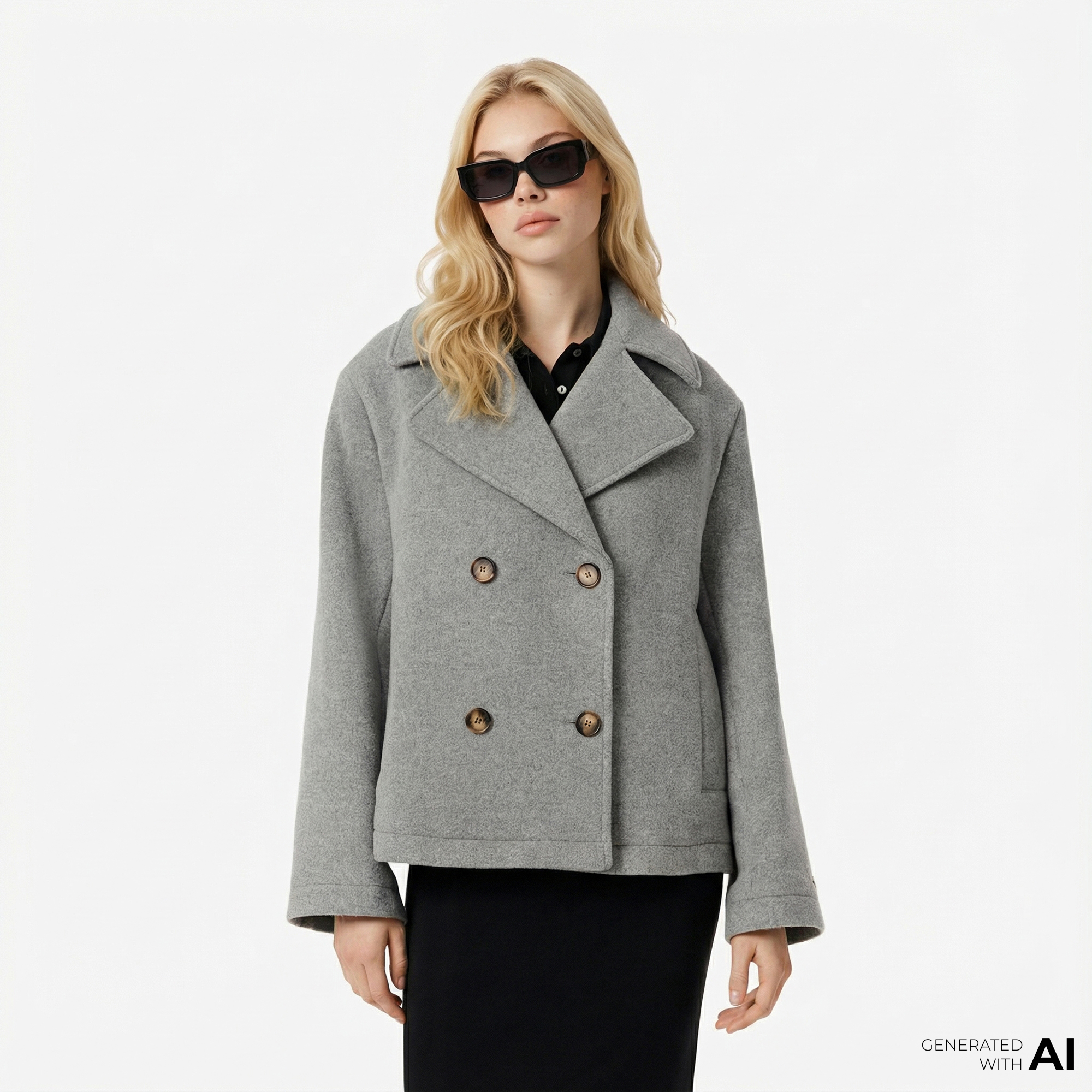  Lacoste Kadın Oversize Fit Koyu Gri Kaban