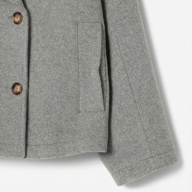  Lacoste Kadın Oversize Fit Koyu Gri Kaban