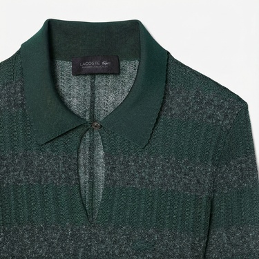  Lacoste Runway Kadın Polo Yaka Desenli Yeşil Elbise