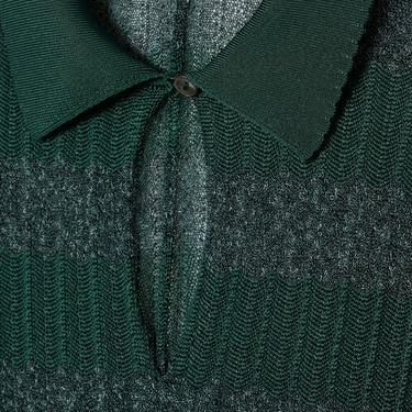  Lacoste Runway Kadın Polo Yaka Desenli Yeşil Elbise