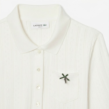  Lacoste L.12.D Kadın Slim Fit Beyaz Polo