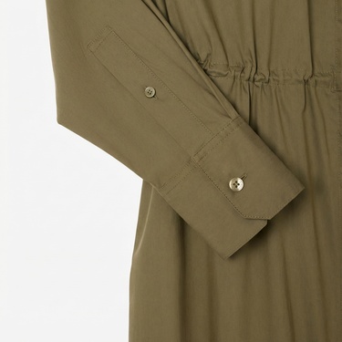  Lacoste Kadın Oversize Fit Uzun Kollu Fermuarlı Haki Elbise