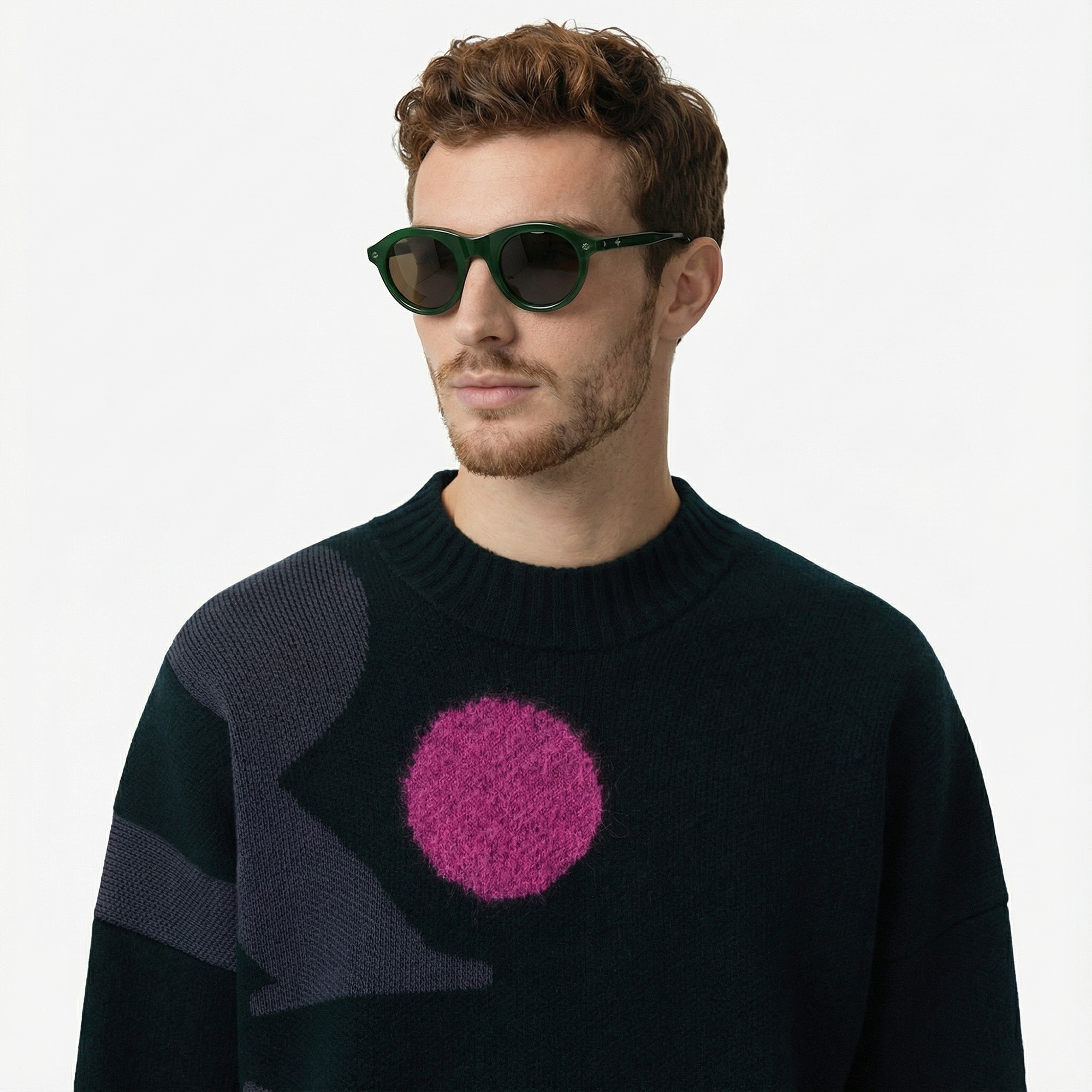 Lacoste Runway Erkek Loose Fit Bisiklet Yaka Baskılı Yeşil Kazak