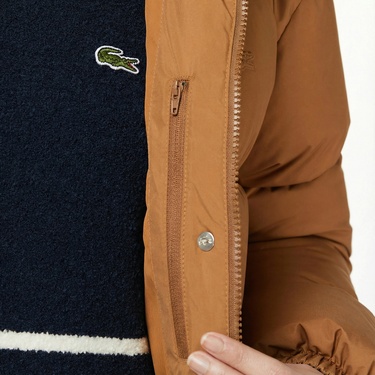  Lacoste Kadın Kapüşonlu Açık Kahverengi Mont