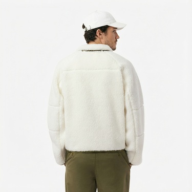  Lacoste Erkek Regular Fit Fermuarlı Renk Bloklu Beyaz Mont